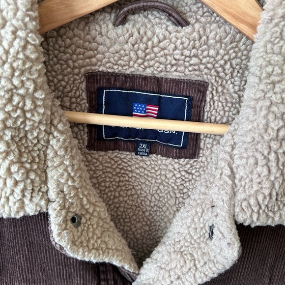 Vintage US Polo Assn Brown Corduroy Sherpa Jacket Men’s 2XL - Picture 2 of 6